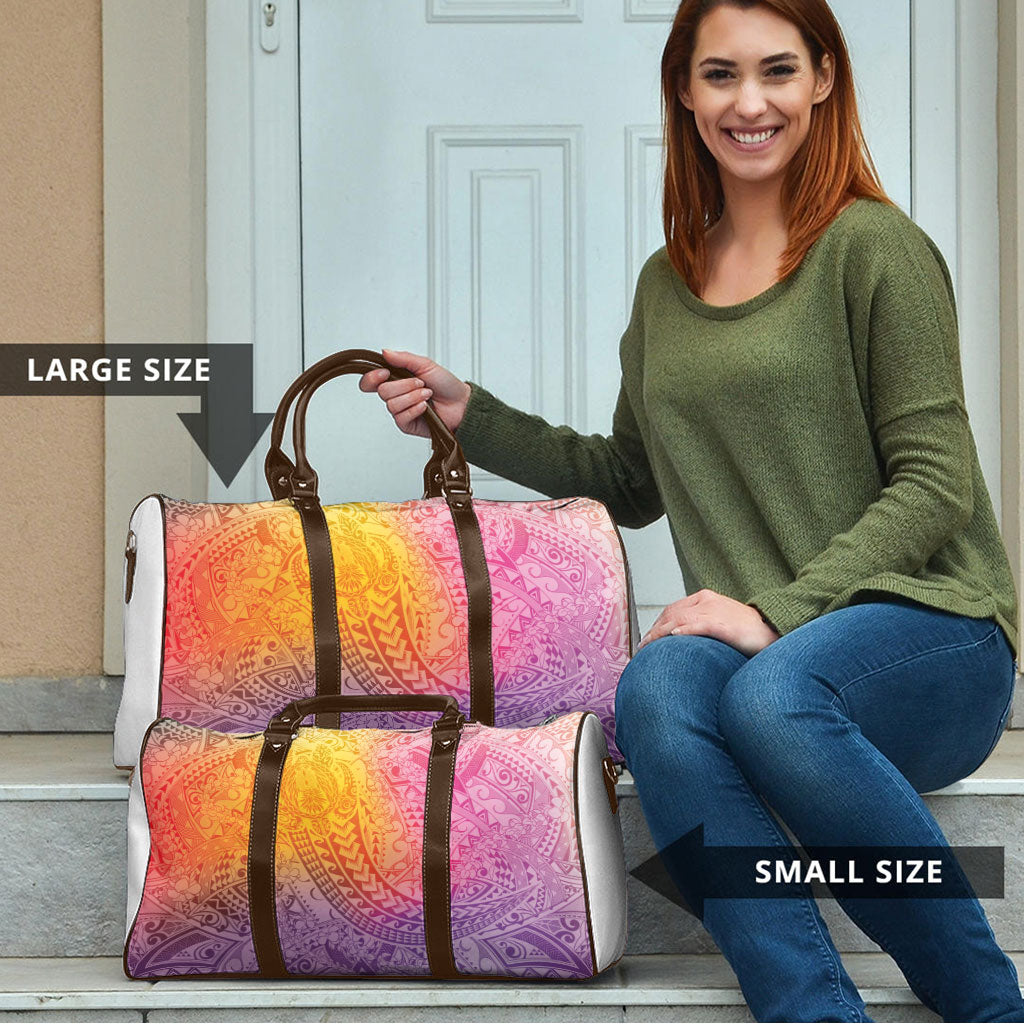 Hawaiian Turtles and Leis Travel Bag Tribal Kakau Pattern Magical Rainbow Sky