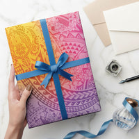 Hawaiian Turtles and Leis Wrapping Paper Tribal Kakau Pattern Magical Rainbow Sky