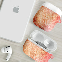 Hawaiian Turtles and Leis AirPods Case Tribal Kakau Pattern Peach Fuzz Color
