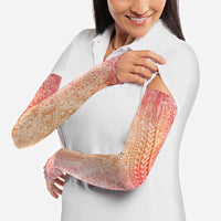Hawaiian Turtles and Leis Arm Sleeves Tribal Kakau Pattern Peach Fuzz Color