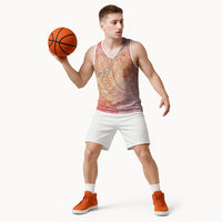 Hawaiian Turtles and Leis Basketball Jersey Tribal Kakau Pattern Peach Fuzz Color
