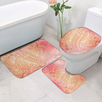 Hawaiian Turtles and Leis Bathroom Set Tribal Kakau Pattern Peach Fuzz Color