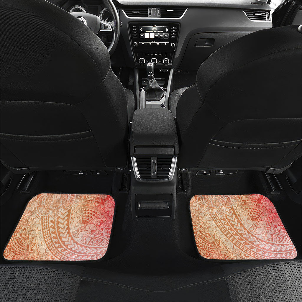 Hawaiian Turtles and Leis Car Mats Tribal Kakau Pattern Peach Fuzz Color