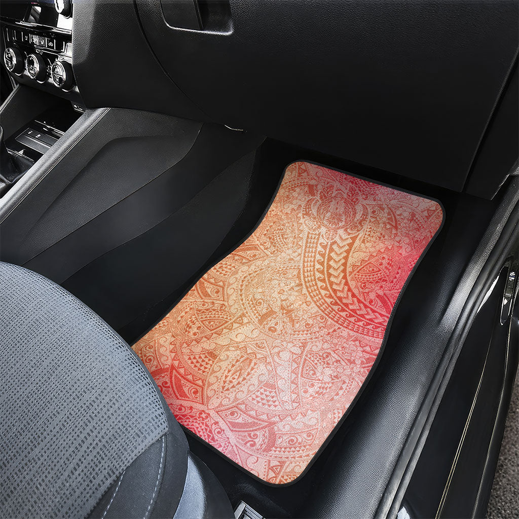Hawaiian Turtles and Leis Car Mats Tribal Kakau Pattern Peach Fuzz Color