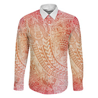 Hawaiian Turtles and Leis Family Matching Summer Maxi Dress and Hawaiian Shirt Tribal Kakau Pattern Peach Fuzz Color
