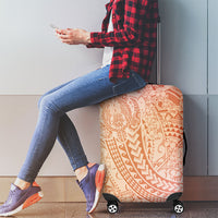 Hawaiian Turtles and Leis Luggage Cover Tribal Kakau Pattern Peach Fuzz Color
