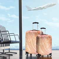 Hawaiian Turtles and Leis Luggage Cover Tribal Kakau Pattern Peach Fuzz Color