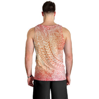 Hawaiian Turtles and Leis Men Tank Top Tribal Kakau Pattern Peach Fuzz Color