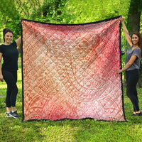 Hawaiian Turtles and Leis Quilt Tribal Kakau Pattern Peach Fuzz Color