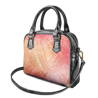 Hawaiian Turtles and Leis Shoulder Handbag Tribal Kakau Pattern Peach Fuzz Color