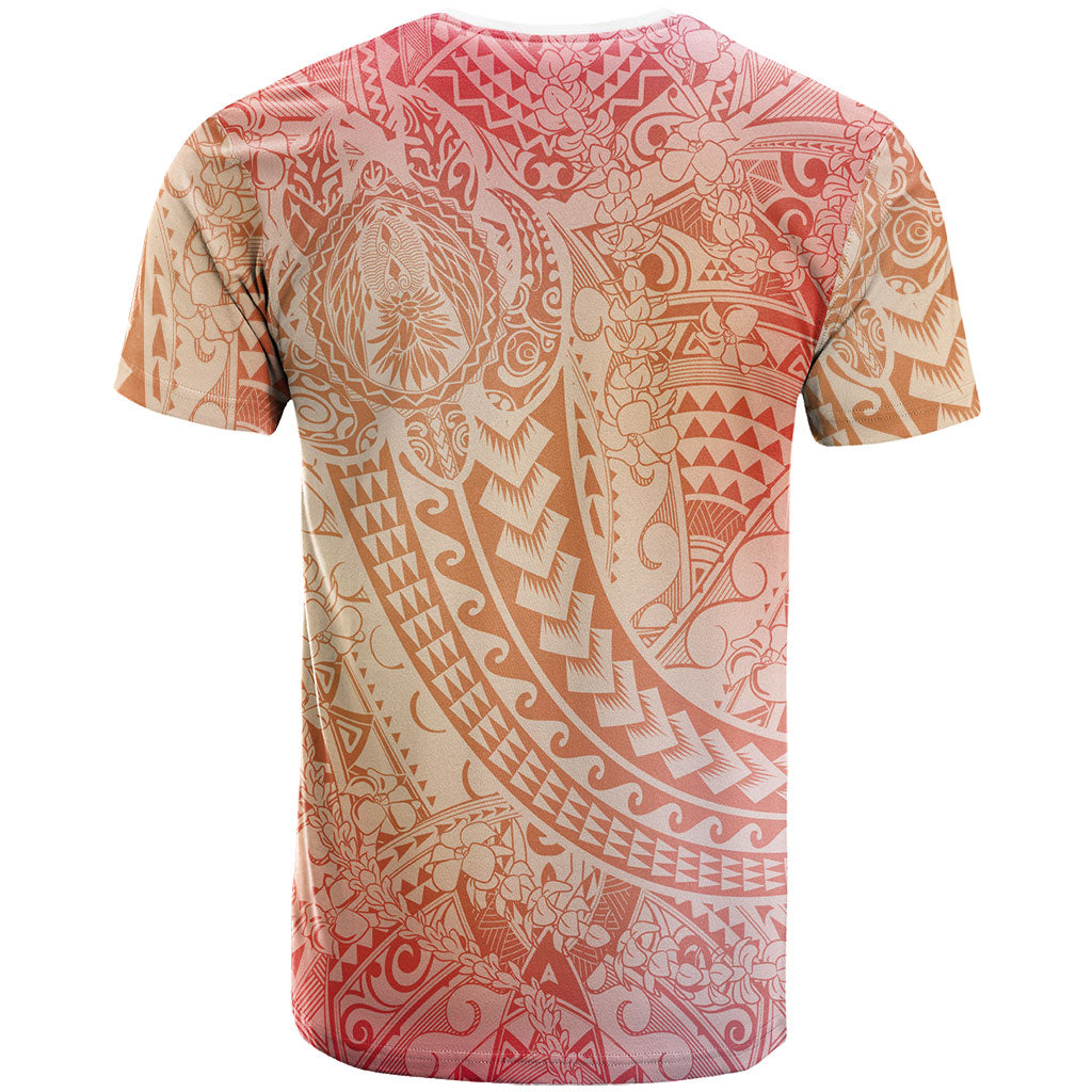 Hawaiian Turtles and Leis T Shirt Tribal Kakau Pattern Peach Fuzz Color