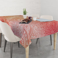 Hawaiian Turtles and Leis Tablecloth Tribal Kakau Pattern Peach Fuzz Color