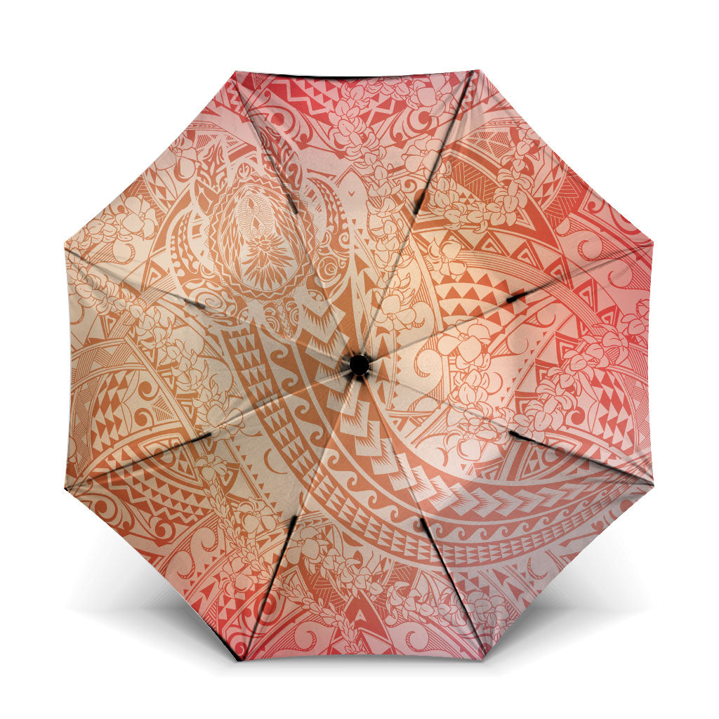 Hawaiian Turtles and Leis Umbrella Tribal Kakau Pattern Peach Fuzz Color LT03 One Size Folded 11.42 inch Opened Diameter 37.4 inch Peach Fuzz - Polynesian Pride