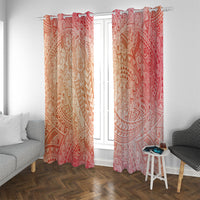 Hawaiian Turtles and Leis Window Curtain Tribal Kakau Pattern Peach Fuzz Color