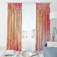 Hawaiian Turtles and Leis Window Curtain Tribal Kakau Pattern Peach Fuzz Color