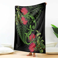 New Zealand Chameleon and Gecko Blanket Maori Silver Fern and Pohutukawa Decoration LT03 - Polynesian Pride