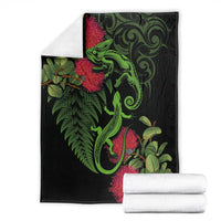 New Zealand Chameleon and Gecko Blanket Maori Silver Fern and Pohutukawa Decoration LT03 - Polynesian Pride