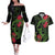 New Zealand Chameleon and Gecko Couples Matching Off The Shoulder Long Sleeve Dress and Hawaiian Shirt Maori Silver Fern and Pohutukawa Decoration