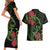 New Zealand Chameleon and Gecko Couples Matching Short Sleeve Bodycon Dress and Hawaiian Shirt Maori Silver Fern and Pohutukawa Decoration