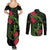 New Zealand Chameleon and Gecko Couples Matching Summer Maxi Dress and Long Sleeve Button Shirt Maori Silver Fern and Pohutukawa Decoration