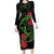 New Zealand Chameleon and Gecko Long Sleeve Bodycon Dress Maori Silver Fern and Pohutukawa Decoration