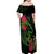 New Zealand Chameleon and Gecko Off Shoulder Maxi Dress Maori Silver Fern and Pohutukawa Decoration