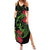 New Zealand Chameleon and Gecko Summer Maxi Dress Maori Silver Fern and Pohutukawa Decoration