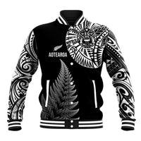 Personalised New Zealand Maori Art Tattoo and Silver Fern Baseball Jacket LT03 Unisex Black - Polynesian Pride