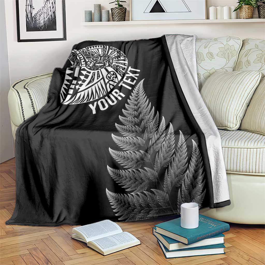 Personalised New Zealand Maori Art Tattoo and Silver Fern Blanket LT03 Black - Polynesian Pride