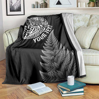 Personalised New Zealand Maori Art Tattoo and Silver Fern Blanket LT03 Black - Polynesian Pride