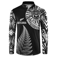 Personalised New Zealand Maori Art Tattoo and Silver Fern Button Sweatshirt LT03 Black - Polynesian Pride