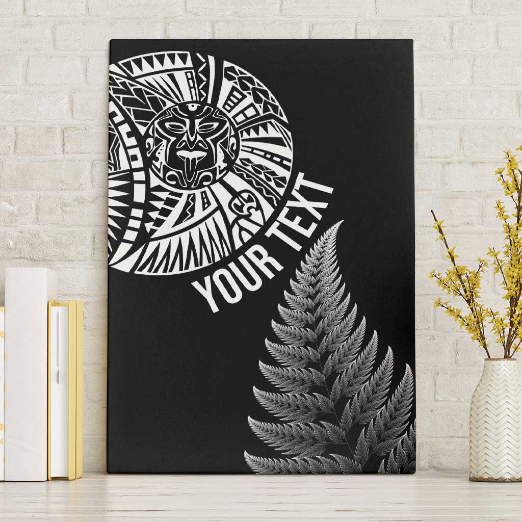 Personalised New Zealand Maori Art Tattoo and Silver Fern Canvas Wall Art LT03 Without Frame Black - Polynesian Pride