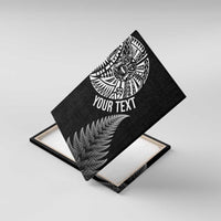 Personalised New Zealand Maori Art Tattoo and Silver Fern Canvas Wall Art LT03 With Frame Black - Polynesian Pride