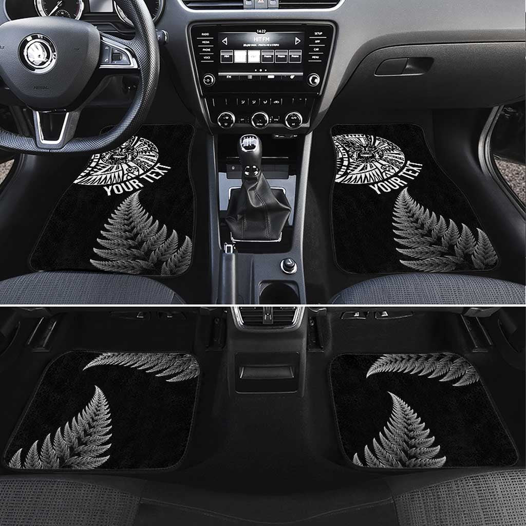 Personalised New Zealand Maori Art Tattoo and Silver Fern Car Mats LT03 Set 4pcs Black - Polynesian Pride