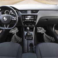 Personalised New Zealand Maori Art Tattoo and Silver Fern Car Mats LT03 Set 2pcs - Front Black - Polynesian Pride