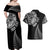 Personalised New Zealand Maori Art Tattoo and Silver Fern Couples Matching Off Shoulder Maxi Dress and Hawaiian Shirt