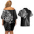 Personalised New Zealand Maori Art Tattoo and Silver Fern Couples Matching Off Shoulder Short Dress and Hawaiian Shirt