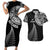 Personalised New Zealand Maori Art Tattoo and Silver Fern Couples Matching Short Sleeve Bodycon Dress and Hawaiian Shirt