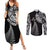 Personalised New Zealand Maori Art Tattoo and Silver Fern Couples Matching Summer Maxi Dress and Long Sleeve Button Shirt