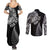 Personalised New Zealand Maori Art Tattoo and Silver Fern Couples Matching Summer Maxi Dress and Long Sleeve Button Shirt