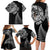 Personalised New Zealand Maori Art Tattoo and Silver Fern Family Matching Long Sleeve Bodycon Dress and Hawaiian Shirt