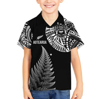 Personalised New Zealand Maori Art Tattoo and Silver Fern Family Matching Off Shoulder Short Dress and Hawaiian Shirt