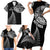 Personalised New Zealand Maori Art Tattoo and Silver Fern Family Matching Short Sleeve Bodycon Dress and Hawaiian Shirt