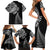 Personalised New Zealand Maori Art Tattoo and Silver Fern Family Matching Short Sleeve Bodycon Dress and Hawaiian Shirt