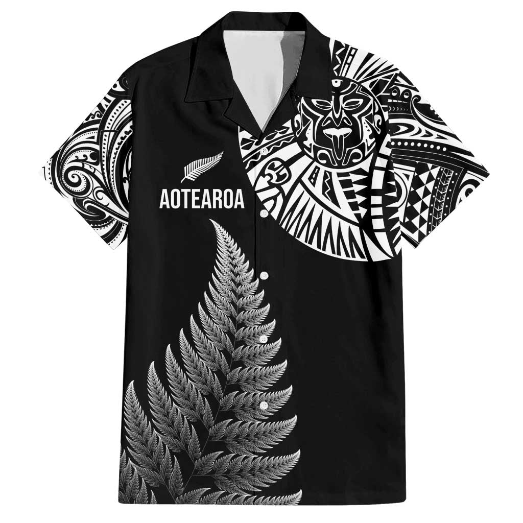 Personalised New Zealand Maori Art Tattoo and Silver Fern Family Matching Short Sleeve Bodycon Dress and Hawaiian Shirt
