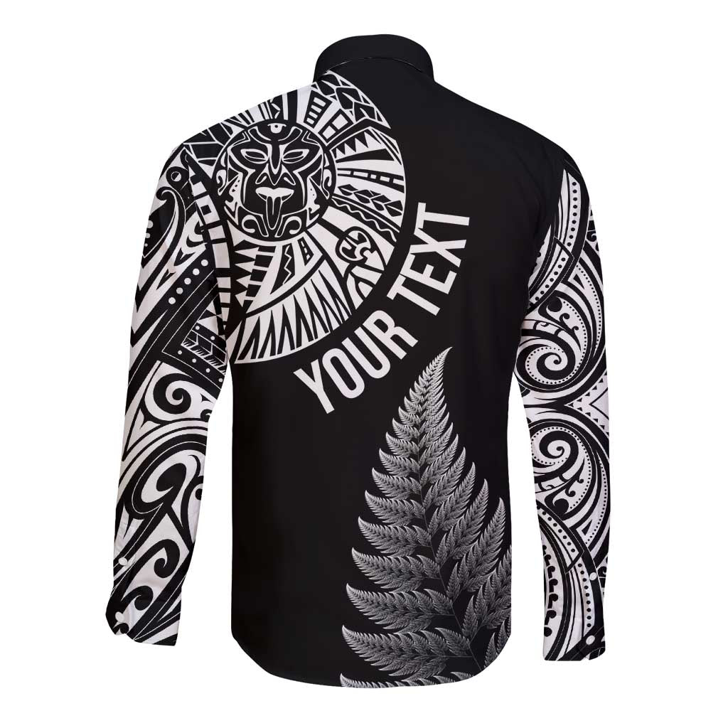 Personalised New Zealand Maori Art Tattoo and Silver Fern Long Sleeve Button Shirt