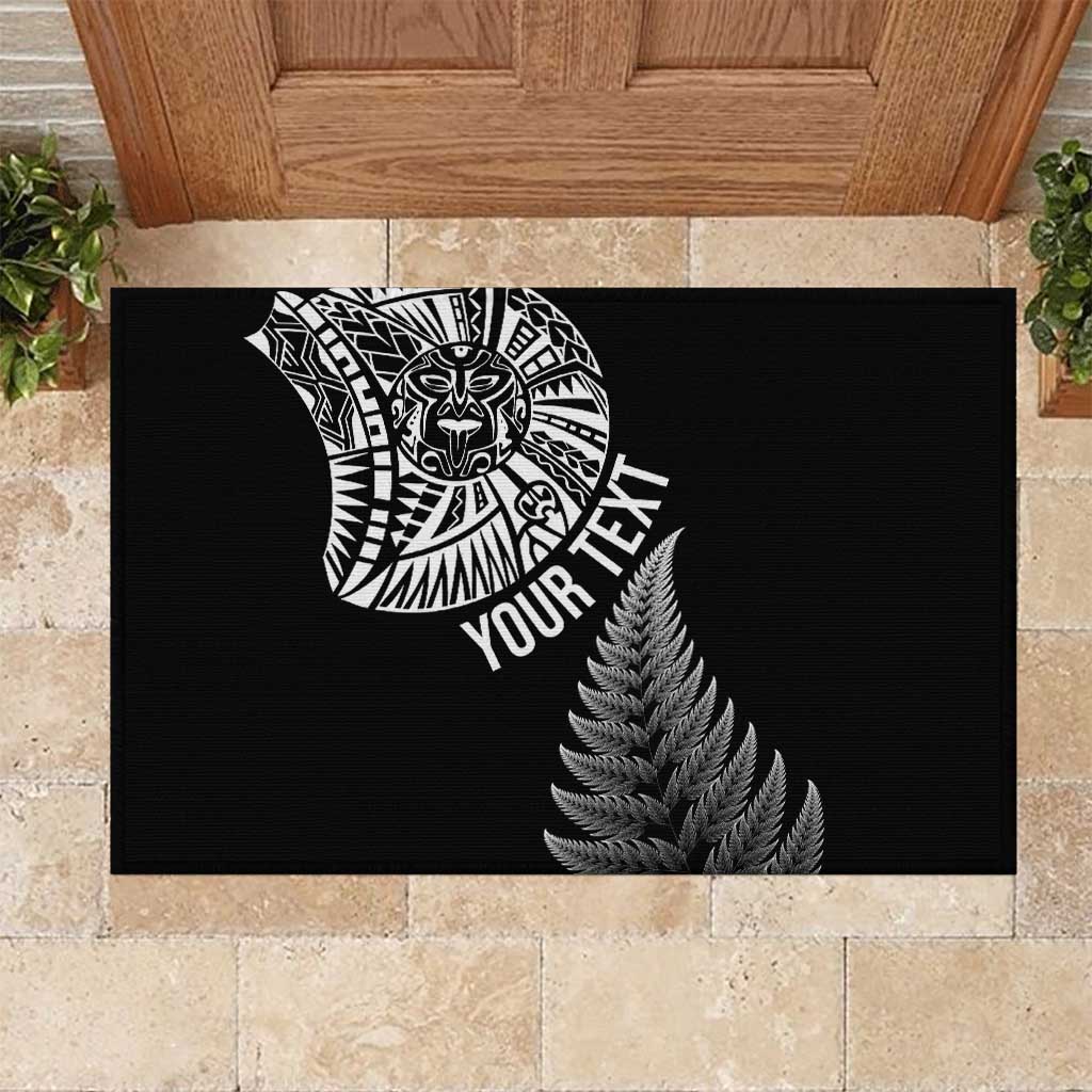 Personalised New Zealand Maori Art Tattoo and Silver Fern Rubber Doormat LT03 Black - Polynesian Pride