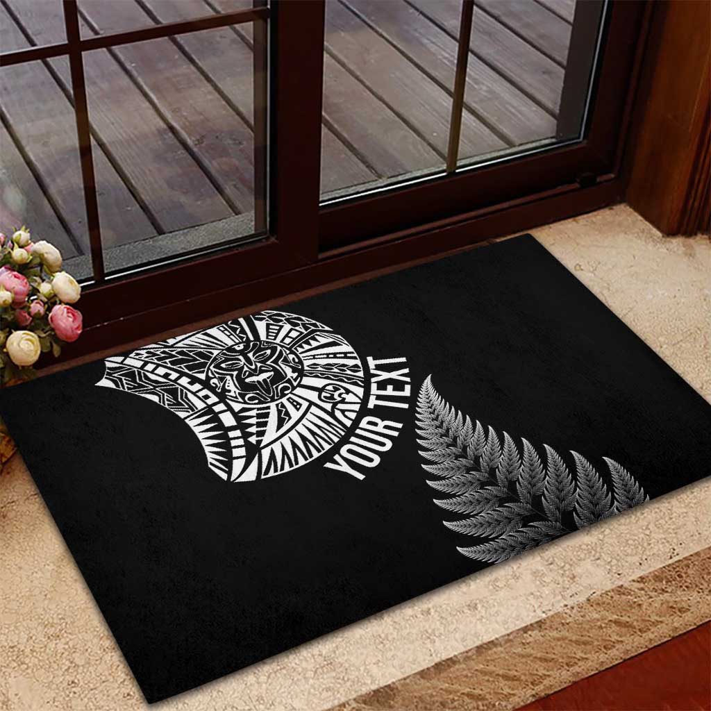 Personalised New Zealand Maori Art Tattoo and Silver Fern Rubber Doormat LT03 - Polynesian Pride
