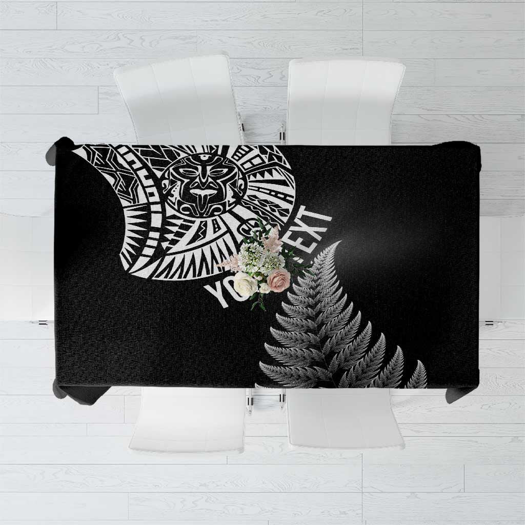 Personalised New Zealand Maori Art Tattoo and Silver Fern Tablecloth LT03 Black - Polynesian Pride