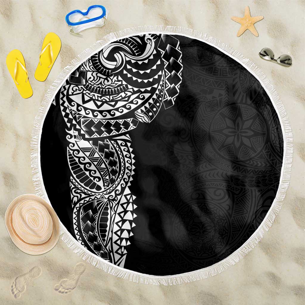 Polynesian Art Traditional Tattoo Pattern Beach Blanket LT03 One Size 150cm Black - Polynesian Pride